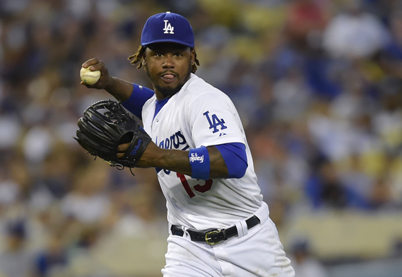 Dodgers shortstop Hanley Ramirez throws out a runner at first base during the seventh inning of the team's 6-4 loss to the Washington Nationals.