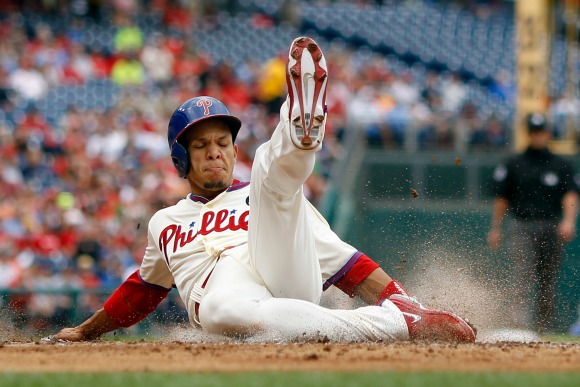 Ben Revere went four for four for the Phillies in the win.