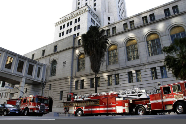 LAFD apparatus outside of L.A. City Hall