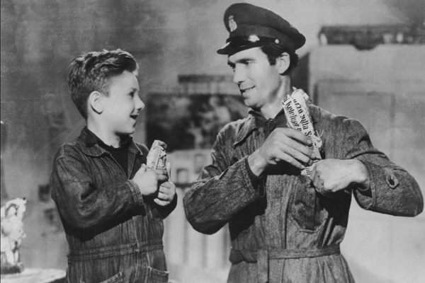 Enzo Staiola, left, and Lamberto Maggiorani in "Bicycle Thieves."