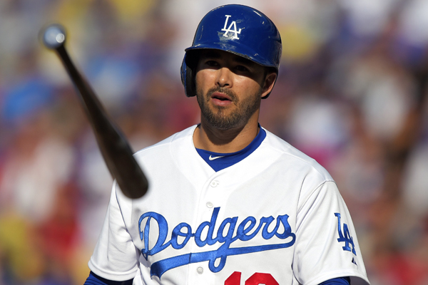 Dodgers outfielder Andre Ethier tosses his bat after striking out during the loss to the Cardinals.