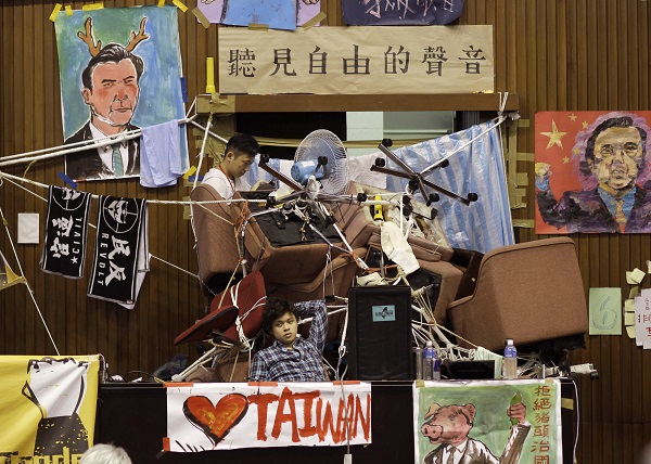 Student protesters occupy the legislature in Taipei, Taiwan. (Wally Santana / Associated Press)