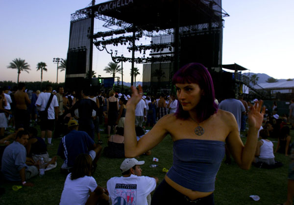 Melissa Bennett of Los Angeles dances to the music of DJ Raymond Roker at Coachella on Oct. 9, 1999.