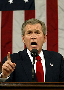 President Bush addresses the nation during his State of the Union address.
