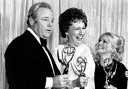 Carroll O'Connor, Jean Stapleton, center, and Sally Struthers of "All in the Family."