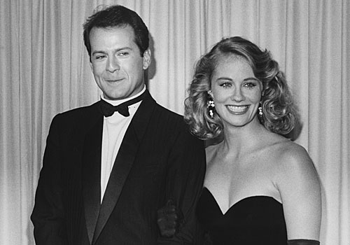 Bruce Willis and Cybill Shepherd, costars in the TV show "Moonlighting," attend the Emmys.