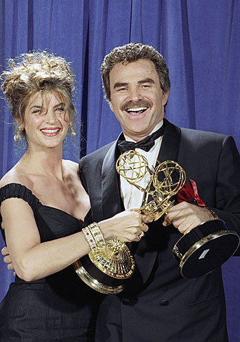 Kirstie Alley and Burt Reynolds with their Emmys.
