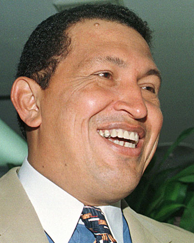 Presidential candidate Hugo Chavez at his party headquarters in Caracas, Venezuela Saturday, Dec. 5, 1998. 